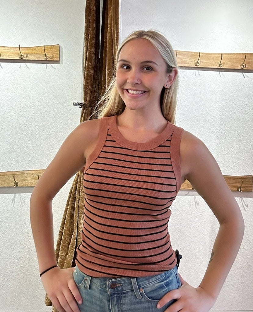 Michael Stars Gina Tank Terra Stripe - PINK ARROWS