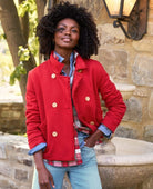 Mini Belfast Crop Peacoat Crimson Fleece - PINK ARROWS