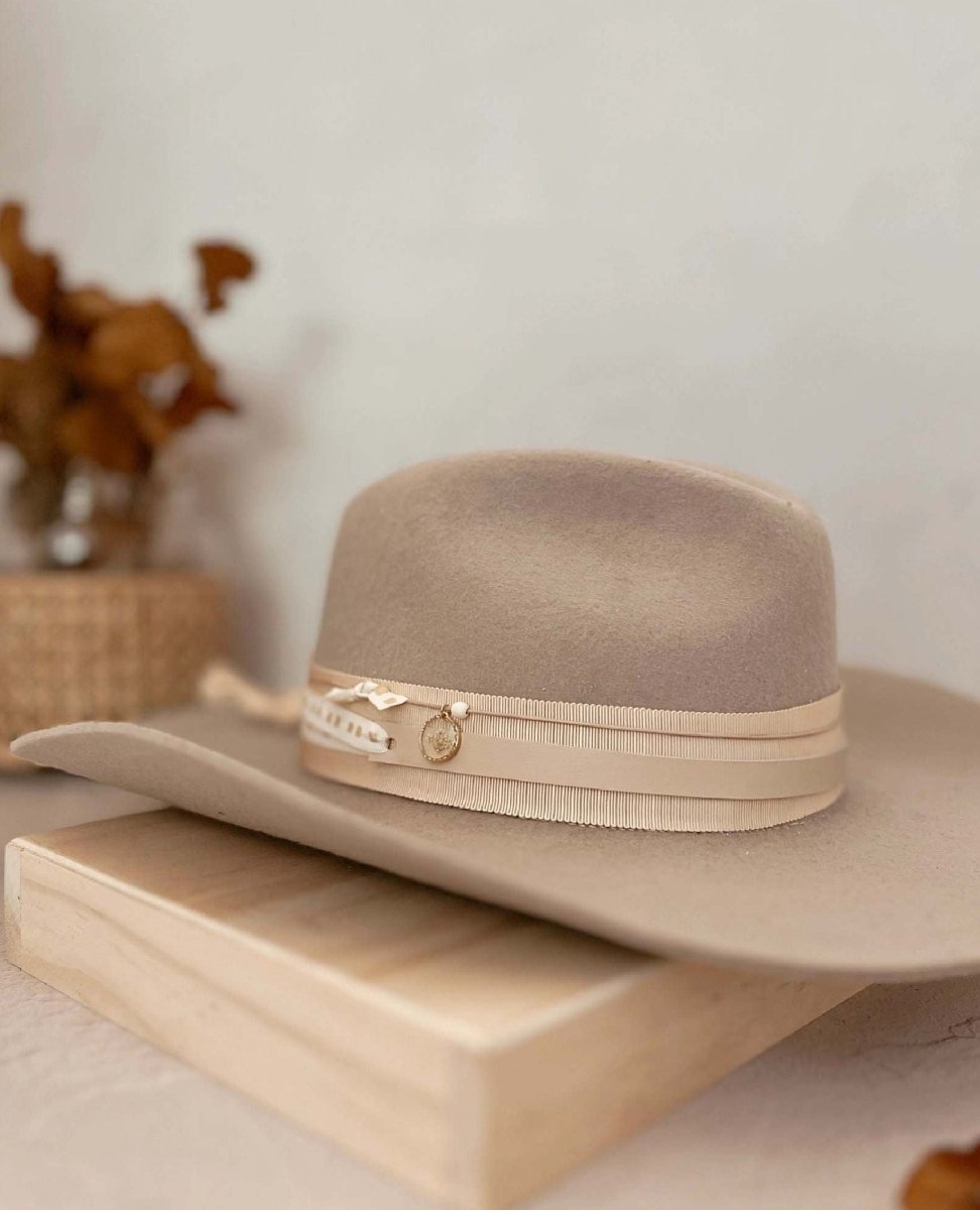 Mini Cream Leather Hat Band One Size - PINK ARROWS