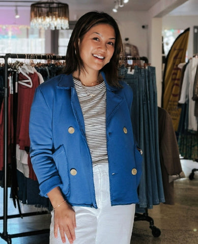 Mini Crop Belfast Peacoat Blue Bird - PINK ARROWS