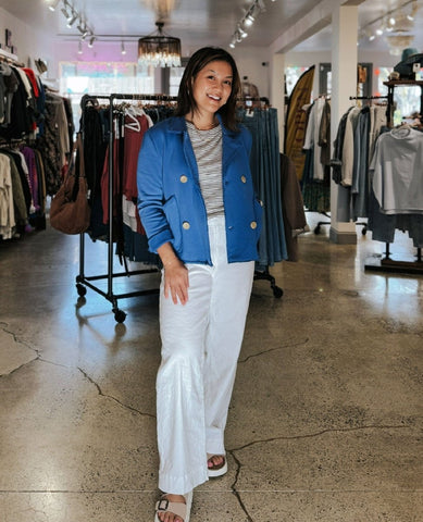 Mini Crop Belfast Peacoat Blue Bird - PINK ARROWS