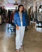 Mini Crop Belfast Peacoat Blue Bird - PINK ARROWS