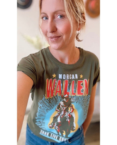 Morgan Wallen Graphic Military Green - PINK ARROWS