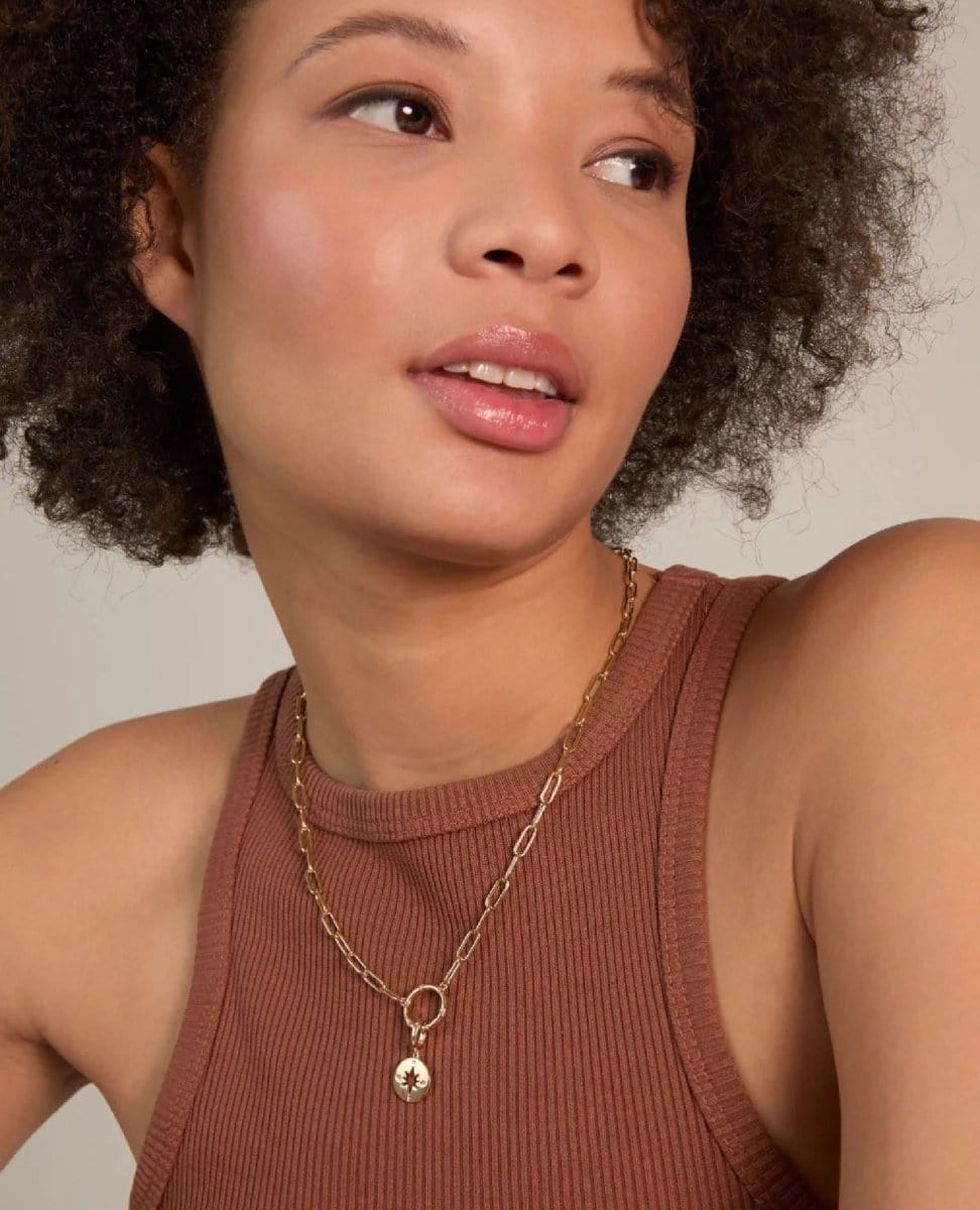 Never Lost Charm Necklace 14k Gold - PINK ARROWS