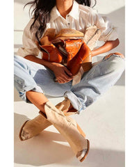 New Brayden Western Boot Bone - PINK ARROWS