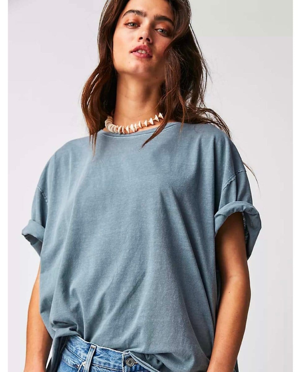 Nina Short Sleeve Tee Blue Mirage - PINK ARROWS