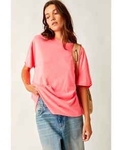Nina Short Sleeve Tee Fluorescent Coral - PINK ARROWS