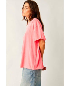 Nina Short Sleeve Tee Fluorescent Coral - PINK ARROWS