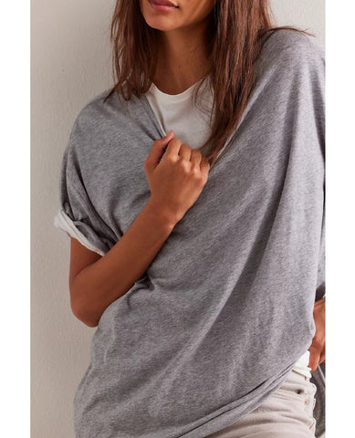 Nina Short Sleeve Tee Heather Grey - PINK ARROWS