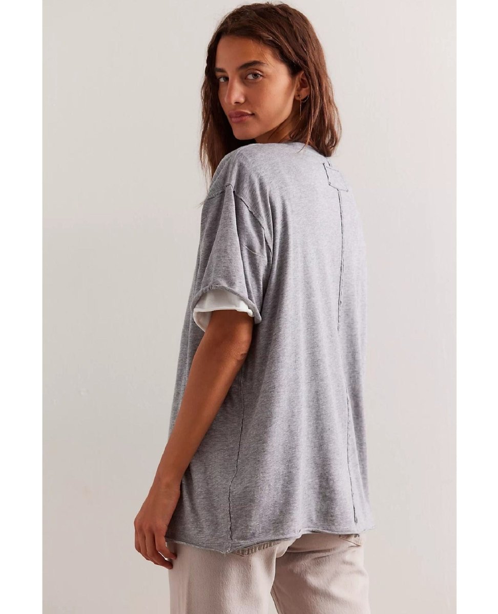 Nina Short Sleeve Tee Heather Grey - PINK ARROWS