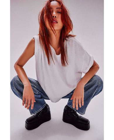 Nina Vintage Tee Ivory - PINK ARROWS