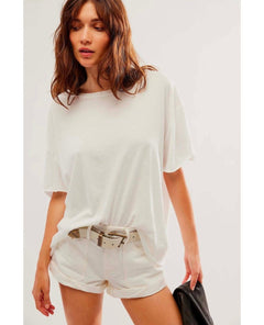 Nina Vintage Tee Ivory - PINK ARROWS