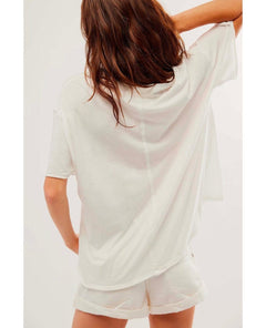 Nina Vintage Tee Ivory - PINK ARROWS