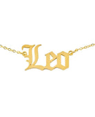 Old English Zodiac Necklace Gold - PINK ARROWS