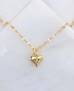 Opal Dainty Heart Necklace - PINK ARROWS