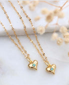 Opal Dainty Heart Necklace - PINK ARROWS