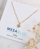 Opal Dainty Heart Necklace - PINK ARROWS
