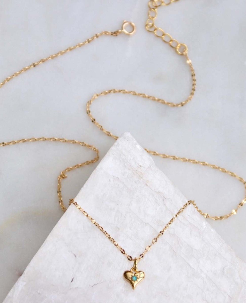 Opal Dainty Heart Necklace - PINK ARROWS