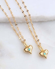 Opal Dainty Heart Necklace - PINK ARROWS