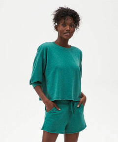 Otto Cut Off Sweatshort French Terry Emerald - PINK ARROWS