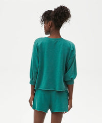 Otto Cut Off Sweatshort French Terry Emerald - PINK ARROWS