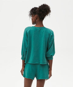 Otto Cut Off Sweatshort French Terry Emerald - PINK ARROWS