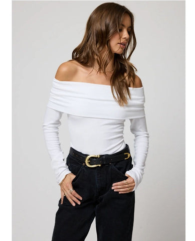 Paloma Long Sleeve Top White - PINK ARROWS