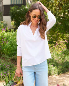 Patrick Jersey White Popover - PINK ARROWS