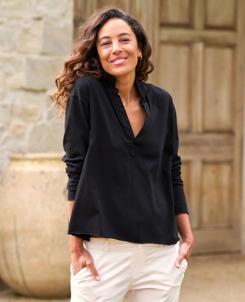 Patrick Popover Henley Black - PINK ARROWS