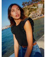 Paulette Ruffle Tank Black - PINK ARROWS