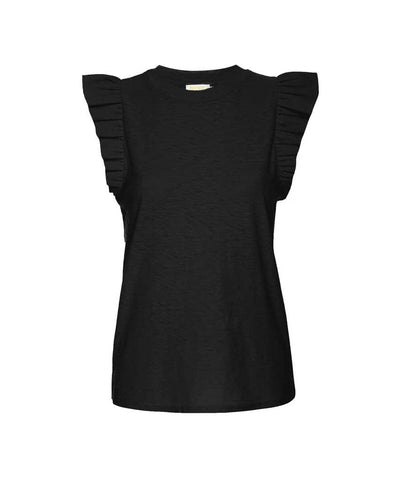 Paulette Ruffle Tank Black - PINK ARROWS