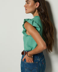 Paulette Ruffle Tank Green Stone - PINK ARROWS