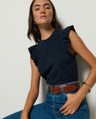 Paulette Ruffle Tank Night Sky - PINK ARROWS