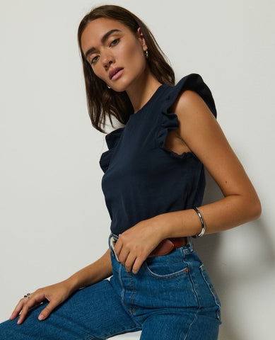 Paulette Ruffle Tank Night Sky - PINK ARROWS