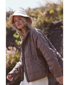 Pippa Packable Puffer Fossil Jacket - PINK ARROWS