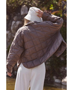 Pippa Packable Puffer Fossil Jacket - PINK ARROWS