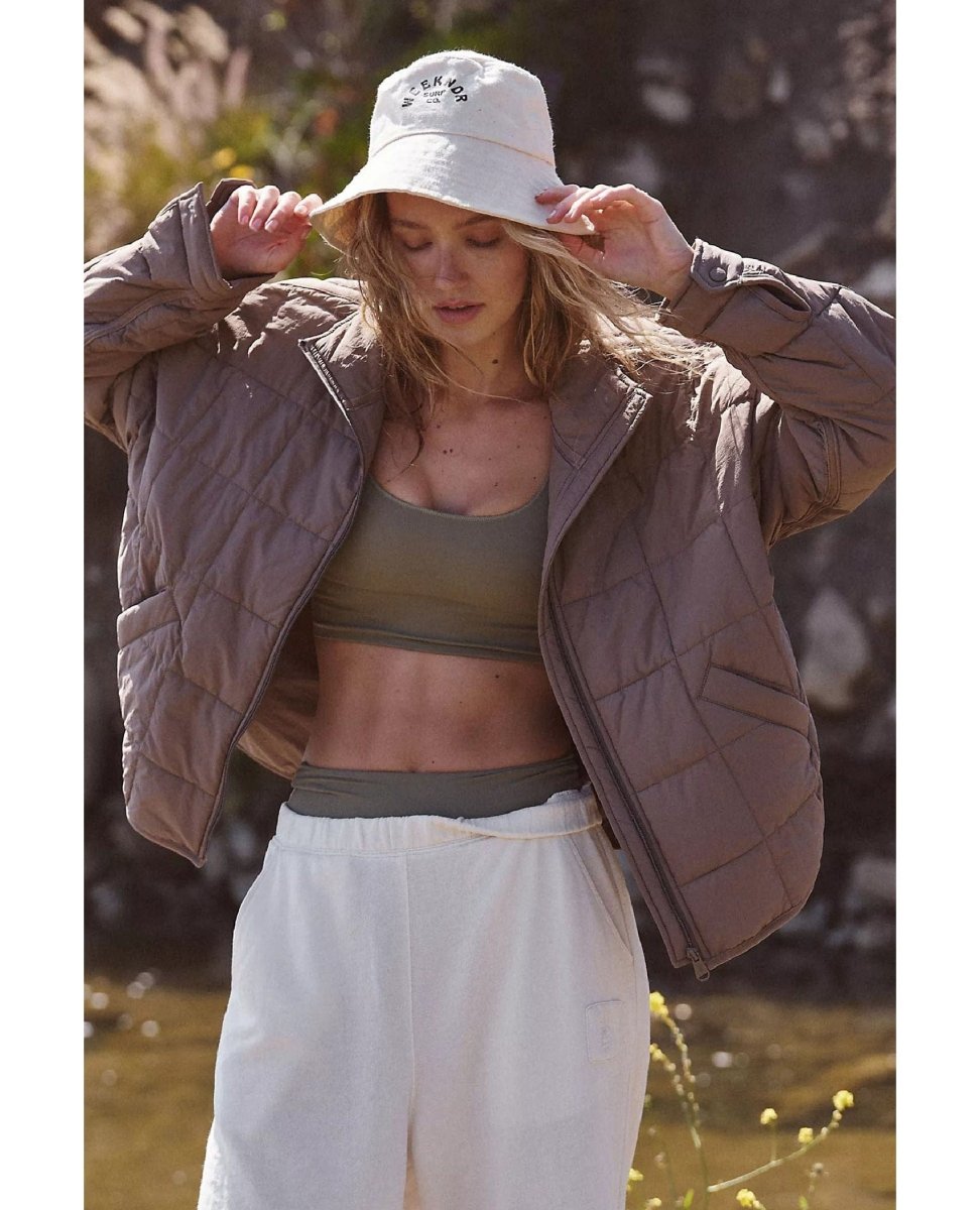 Pippa Packable Puffer Fossil Jacket - PINK ARROWS