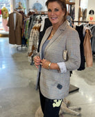 Plaid Blazer With Police Patch - PINK ARROWS