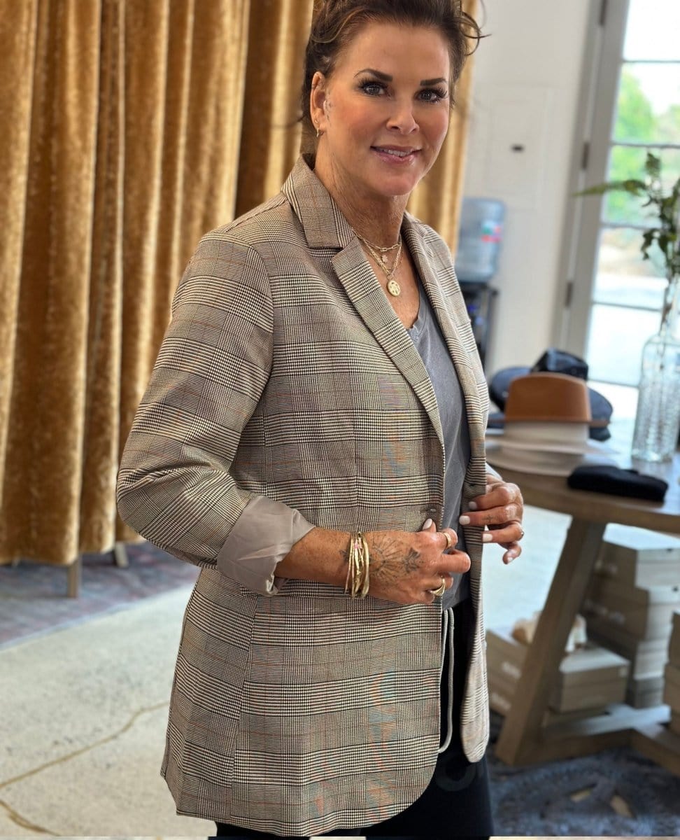 Plaid Blazer With Police Patch - PINK ARROWS