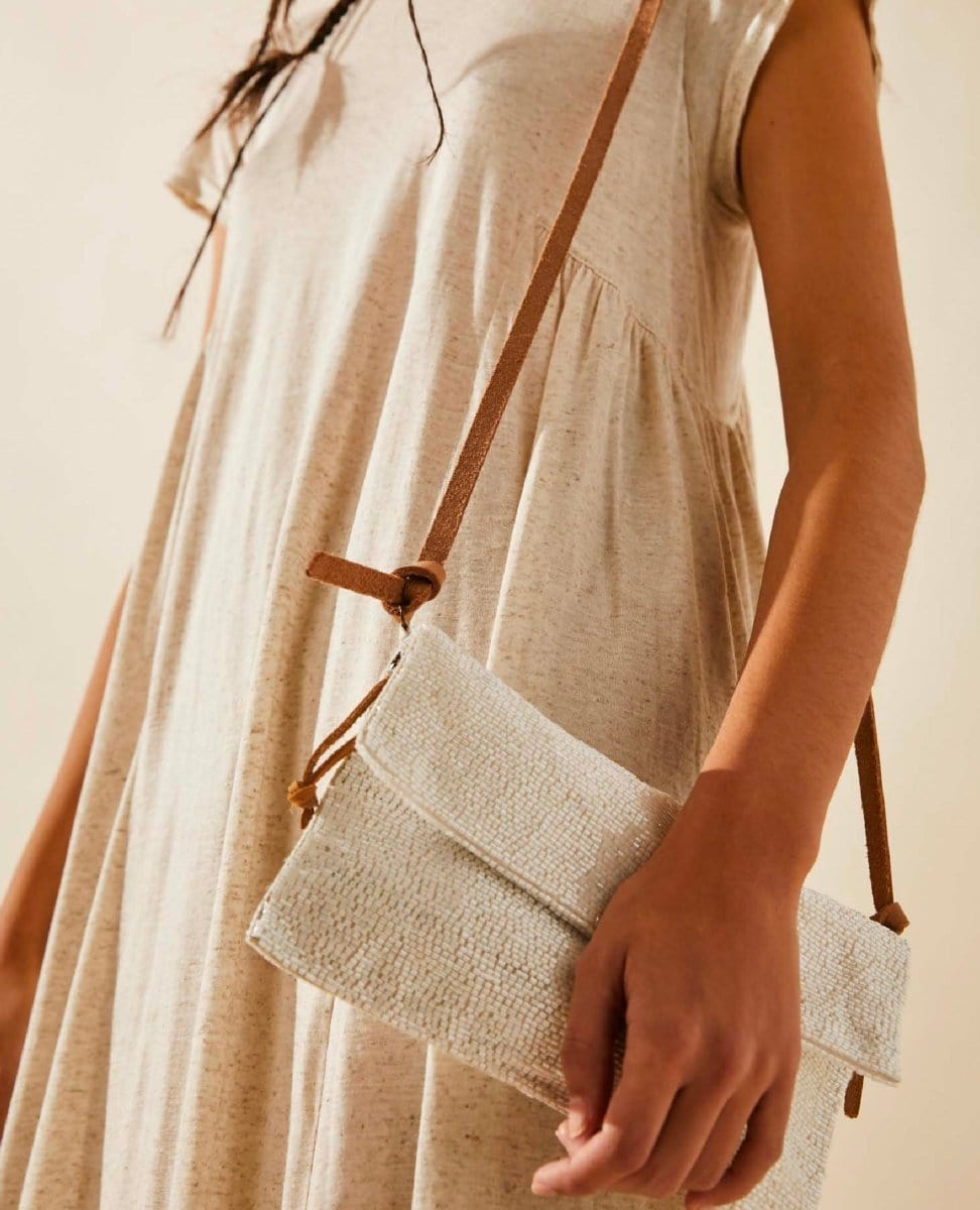 Plus One Embellished Cros Bag Ivory - PINK ARROWS