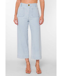 Powder Blue Alyx Wide Leg Crop Pant - PINK ARROWS