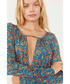 Printed Bodysuit Turquoise Combo - PINK ARROWS
