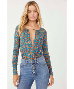Printed Bodysuit Turquoise Combo - PINK ARROWS