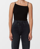 Priya Asymmetric Tank Black - PINK ARROWS