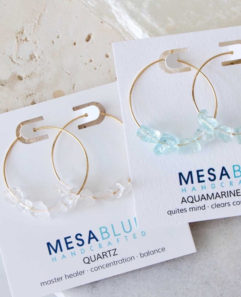 Quartz Nugget Hoop Earrings - PINK ARROWS