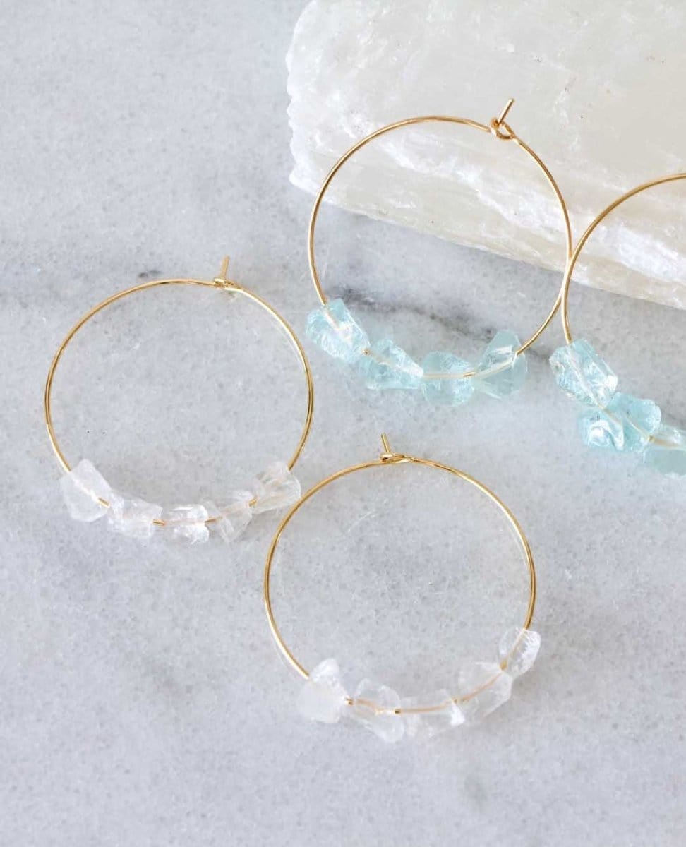 Quartz Nugget Hoop Earrings - PINK ARROWS