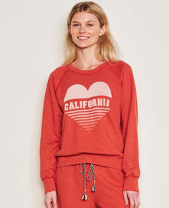 Raglan Sweatshirt Cali Heart Burnt Red - PINK ARROWS