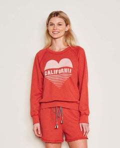 Raglan Sweatshirt Cali Heart Burnt Red - PINK ARROWS
