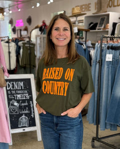 Raised on Country Tee - PINK ARROWS