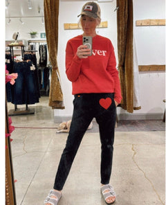 Red Heart Sweatpant Charcoal - PINK ARROWS